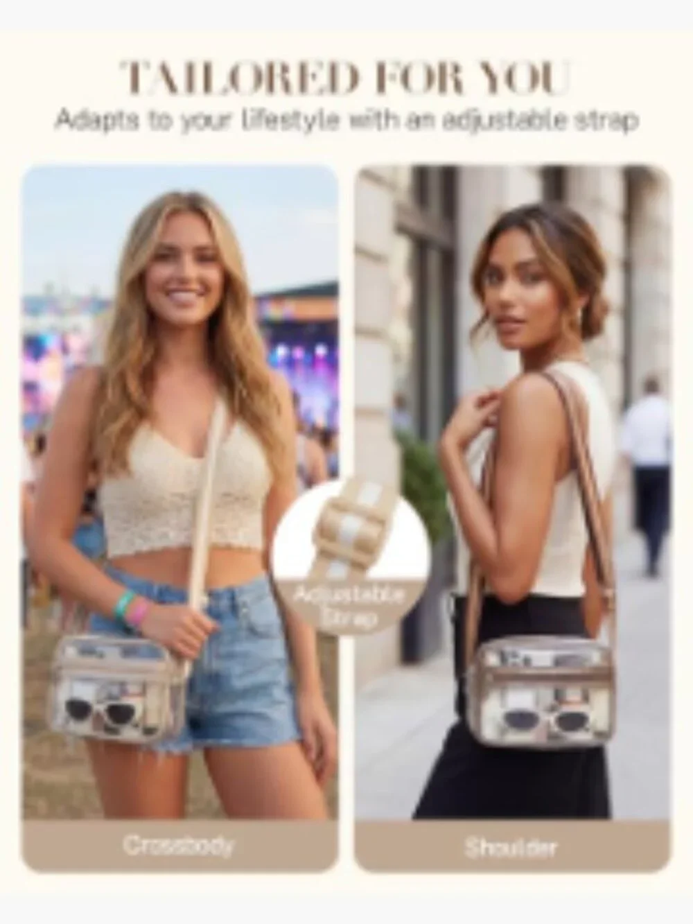 Clear Crossbody Bag for Stadium Events PVC Small Purse with Guitar Strap
